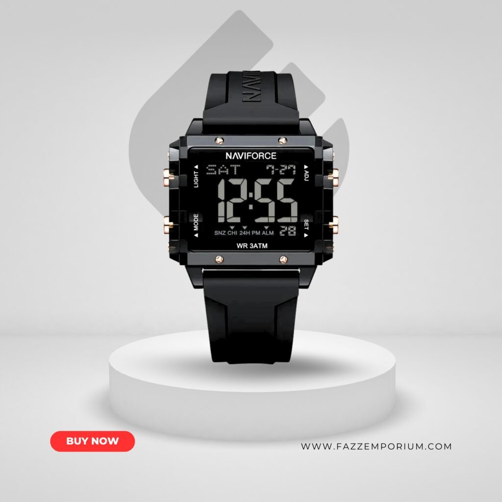 NAVIFORCE 7101 Men’s Digital Sports Watch – Waterproof, Silicone Strap, 41mm Case